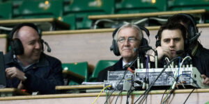 08/11/08 CLYDESDALE BANK PREMIER LEAGUE.CELTIC v MOTHERWELL (2-0).CELTIC PARK - GLASGOW.Radio clyde reporters Mark Guidi and Hugh Keevins   (Photo by Jeff Holmes\SNS Group via Getty Images)